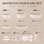 KIKCOIN Ceramic Cookware Set, 20 Pack Nonstick Pots and Pans Set - Image 2