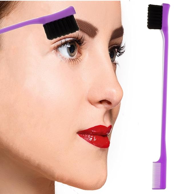 8Pcs Hair Brushes Set with 4Pcs Topsy Hair Tail Tools 1Pcs Bristle Teasing Hair Brush 1Pcs Edge Control Brush 2Pcs Metal Pin Rat Tail Combs for Woman Girl Hair Styling,Edge&Back Brushing purple