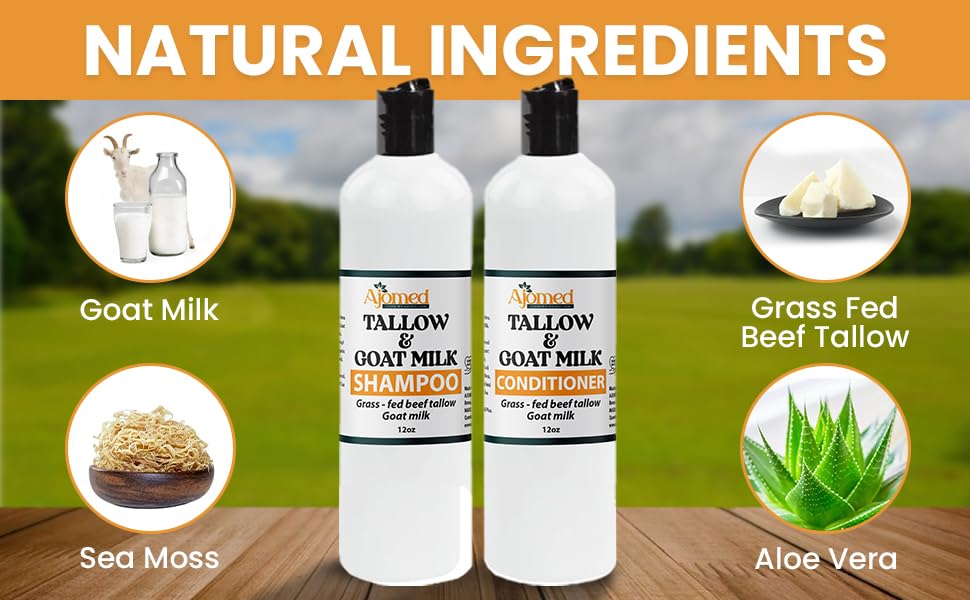 Beef Tallow & Goat Milk Shampoo and Conditioner Set (Shampoo & Conditioner 12 Oz)