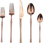 Gugrida 20 piece Copper Flatware Set 304 Stainless Steel Fork Spoon Cutlery - Image 4