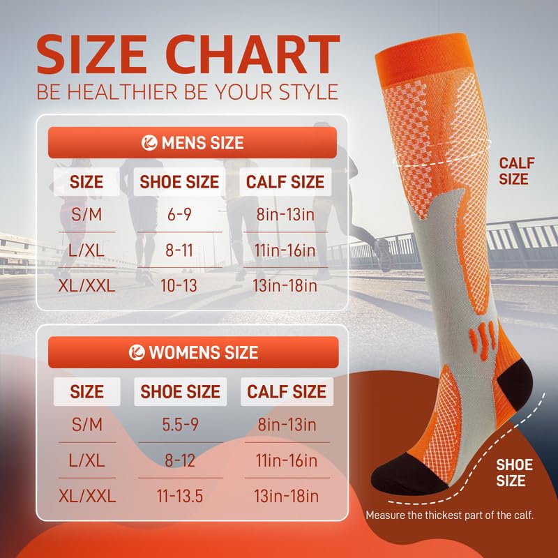 Compression Socks 4 Paris for Women & Men 20 (S/M / 01 Blue| Orange| Green| Black)