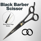 Professional Hair Cutting Scissors 7.5” – Premium Japanese Stainless Steel Barber Shears for Men, Women, Kids & Pets – Precision Haircut Scissors for Salon & Home Use – Black