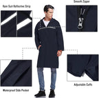Mens Long Hooded Safety Rain Jacket Waterproof Emergency Raincoat Poncho - Image 3