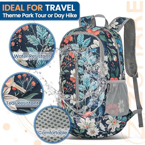 Lightweight Packable Backpack 25L (25L / Royal Blue, Floral)