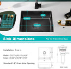 22 x 18 Inch Undermount Kitchen Sink, 18 Gauge Stainless Steel Handmade Single - Image 3