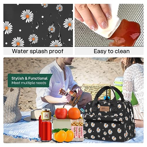 Insulated Lunch Bag for Women Men Lunch Box Cooler Lunch Tote for Work Picnic (Daisy)
