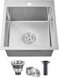 POPFLY 15 Inch Wet Bar Drop In Sink, SUS 304 Stainless Steel Topmount Sinks by POPFLY
