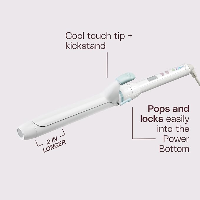 Mane 1.25 Inch Curling Iron Extended Barrel Styling Attachment - Ceramic Hair Curling Iron for Bouncy, Tight & Long-Lasting Curls and a Frizz-Free Finish - Use with Power Bottom Base