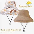 vidsel Womens Sun Hats Wide Brim Reversible Bucket Cotton Hat Packable Summer - Image 3