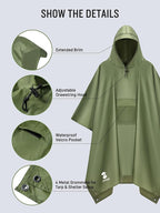 SaphiRose Extra Thick Hooded Rain Poncho Double Layer Waterproof Raincoat Jacket - Image 4
