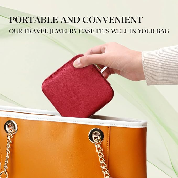Travel Jewelry Case, Small Plush Velvet Jewelry Box - Image 6