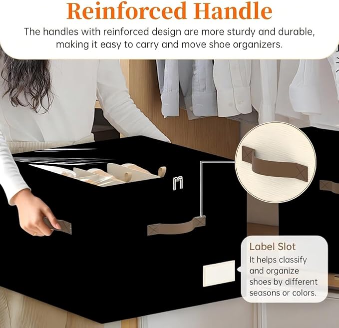 3 Pack Shoe Organizer for Closet, Foldable Shoe Storage Containers, Fits up to - Image 5