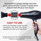 SnozzlePro Universal Hair Dryer Attachment Adapter with Concentrator Nozzle Replacement - Fits Most Blow Dryer Diameters from 1.5” to 2.25” (2-Piece Set)