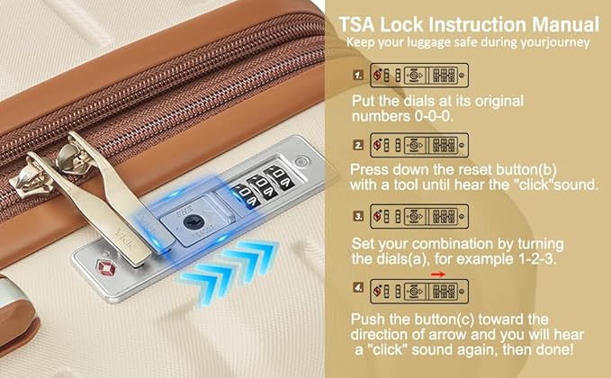 Luggage Sets 3 Piece with TSA Lock Hardside PC+ABS Carry On Suitcase with YKK - Image 5