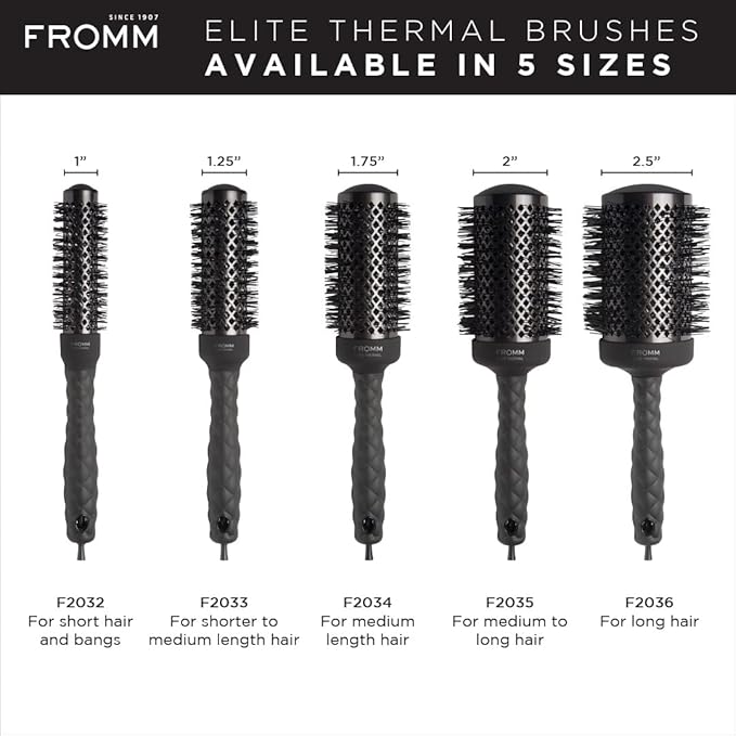 Fromm Elite Thermal Ceramic x Ionic 1.75" Round Brush for Expert Blowouts and Faster Hair Drying | Roller Hairbrush for Anti-static Styling, Smoothing, Straightening and Shine