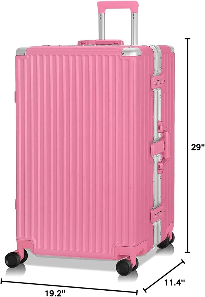 AnyZip Luggage Aluminium Frame Suitcase Hard Shell TSA Lock No Zipper 28In Rose - Image 8