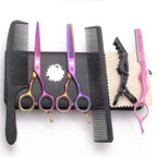 Purple Dragon 5.5 inch Hair Cutting Scissors Set with Razor, Leather Scissors Case, Barber Hair Cutting Shears Hair Thinning/Texturizing Shears for Professional Hairdresser or Home Use (Multi-colored)