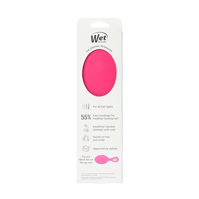 Wet Brush Detangling Brush, Original Detangler (Pink), Wet & Dry Tangle-Free Hair Brush for Women & Men, No Tangle, Soft and Flexible Bristles for Straight, Curly and Thick Hair