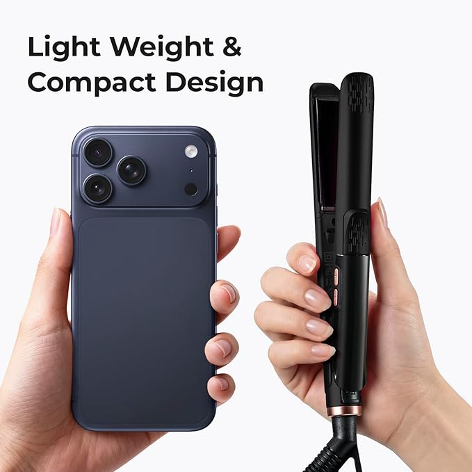 Mini Flat Iron 1/2 Inch with 5 Adjustable Temperatures, Tourmaline Ceramic Small Hair Straightener for Short Hair, Bangs, Beard, Pixie, Edge - Dual Voltage Travel Curling Iron, Auto-Off