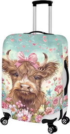 Highland Cow Suitcase Cover Flower Suitcase Protector Fits 18-21 Inch Luggage - Image 2