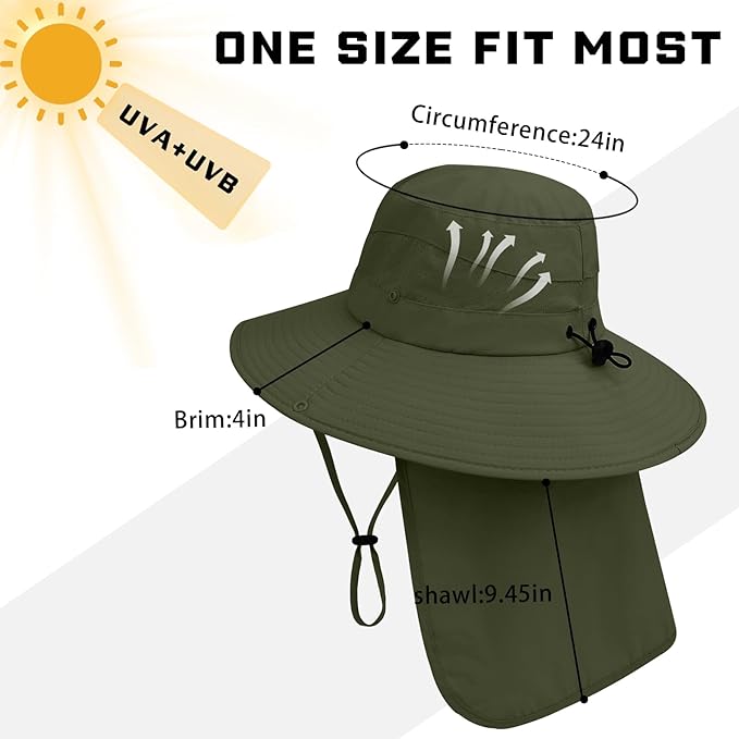 Sun Hats for Men Women, UPF50+ Protection Safari Hat, Wide Brim Fishing Hat - Image 6