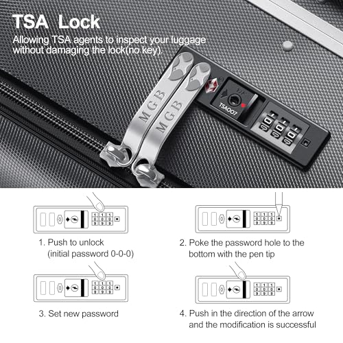 26 Inch Large Checked Luggage Hardside Suitcases Top Open Charcoal Grey (26 Inch / Charcoal Grey)