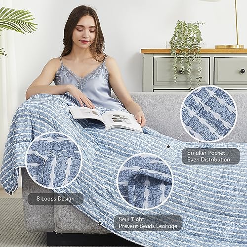 Weighted Blanket (18-blue and White Stripe Pattern / 48" x 72" | 15lbs)