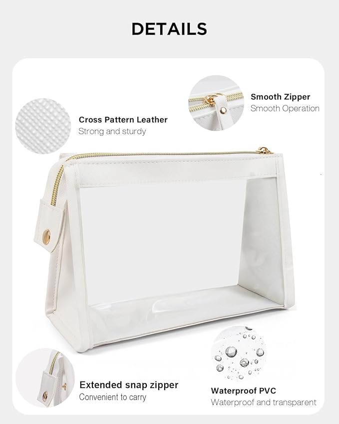 2 Pack Clear Makeup Bag Set Travel Cosmetic Case TSA Approved Toiletry Bag - Image 2