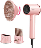 High-Speed Hair Dryer 1875W Ionic & Plasma, Blow Dryer with Diffuser & Comb Nozzle for Curly or Thick Hair, Compact 110000 RPM Fast Drying Lightweight Hair Dryer for Women with Concentrator, Pink