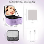 Travel Makeup Bag with LED Mirror Travel Makeup Organizer with 3 Lighted - Image 7