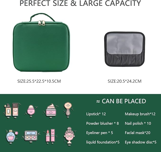 Makeup Bag with Led Mirror, Travel Makeup Organizer with 3 Color Setting - Image 2