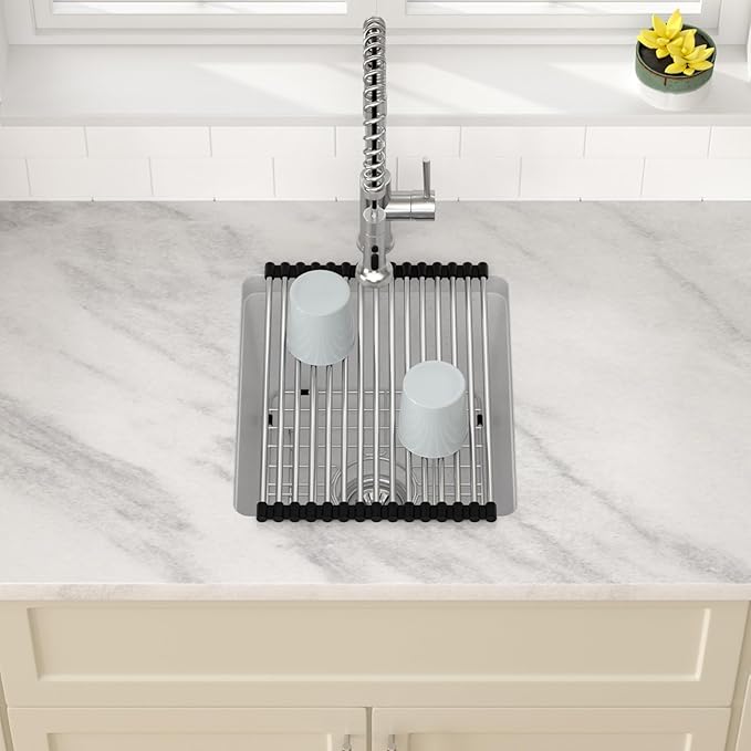 Dcolara 15 Inch White Undermount Wet Bar Sink Single Bowl Kitchen Sink Modern - Image 2