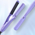 LOVANI Dual Voltage Travel Straightener, Tourmaline Ceramic Small Straightener for Short Hair and Bangs, Portable with Insulated Bag (Purple)