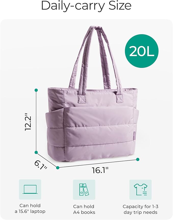 BAGSMART Tote Bag for Women, Lightweight Puffy Tote Bag - Image 2