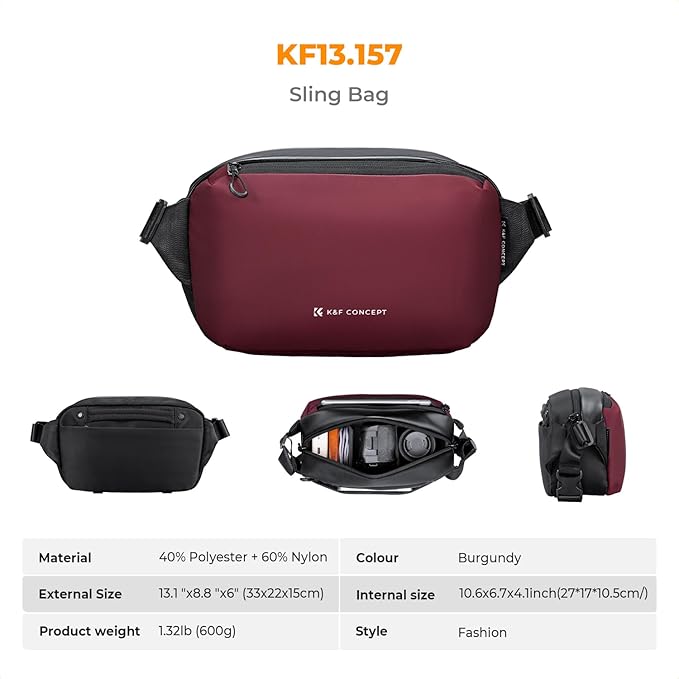 K&F Concept 2 in 1 Sling Bag Everyday Shoulder Bag & Multifunction Photography - Image 7
