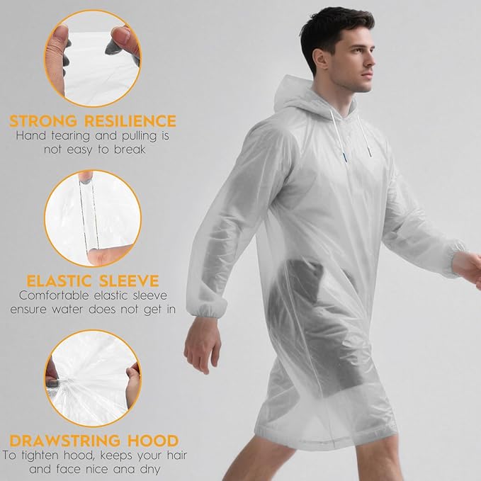 Bruvoalon 6 & 20 Pack Disposable Rain Ponchos - Image 3
