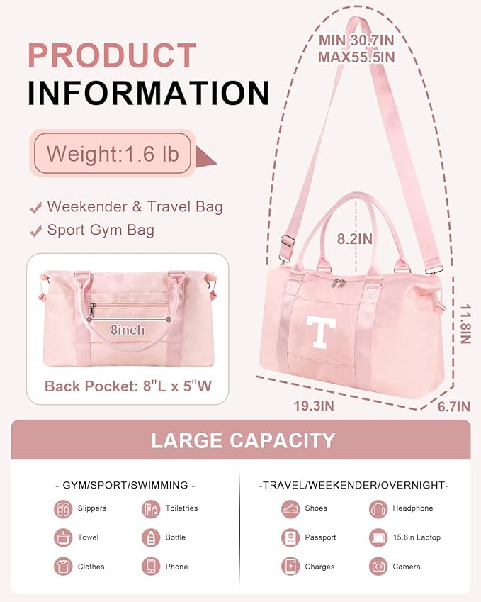 Initial Travel Duffel Bag Sports Gym Bag - Image 2