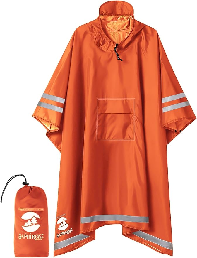 SaphiRose Hooded Rain Poncho Waterproof Raincoat Jacket by SaphiRose