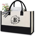 TOPDesign Personalized Initial Jute/Canvas Beach Bag, Monogrammed Gift Tote Bag by TOPDesign