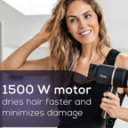 Beurer HC35 Compact Hair Dryer 1500-Watt Blow Dryer Ionic Technology Reduces Frizz Lightweight and Portable Travel Hair Dryer with 4 Temperature and 3-Speed Settings & Cold Air Function (Black)