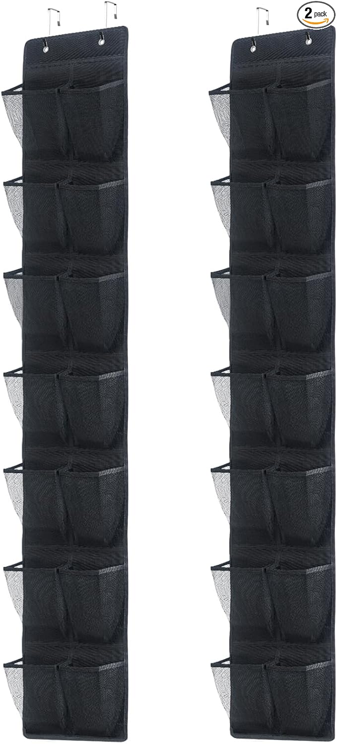 Over The Door Shoe Organizer, 14 Large Mesh Pockets Hanging Shoe Rack by Unknown