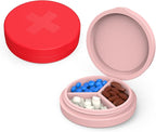 2 Pack Small Pill Box, 3 Compartment Round Silicone Travel Pill Box by Unknown