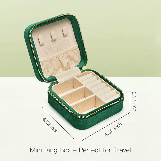 TAIMY Plush Velvet Travel Jewelry Box, Small Travel Jewelry Case, Portable Mini - Image 3