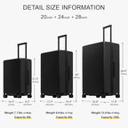 LEVEL8 Luggage Sets 3 Piece, 20 Inch Carry on, 24&28 Checked Hardshell - Image 9
