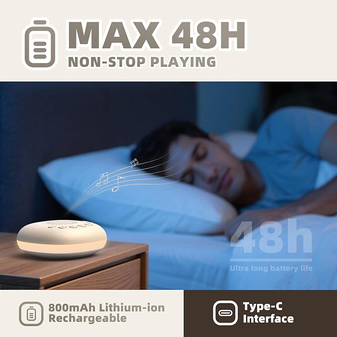 Portable White Noise Machine for Baby Adults, Rechargeable Brown/Pink Noise - Image 8