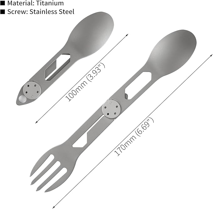 CMB Made Knives Titanium 2 in 1 Folding Fork and Spoon Combo Lightweight - Image 2