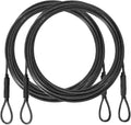 3.3mm (1/8 Inch) Outdoor Travel Security Cable-3/4/6/10/15/20/30ft Luggage Lock Safety Wire Flexible Steel Wire Rope with Double Loop Safety for Luggage, Bike, Lock (Black*2, 3ft-(2Pack) (Black*2 / 3ft-(2Pack）)