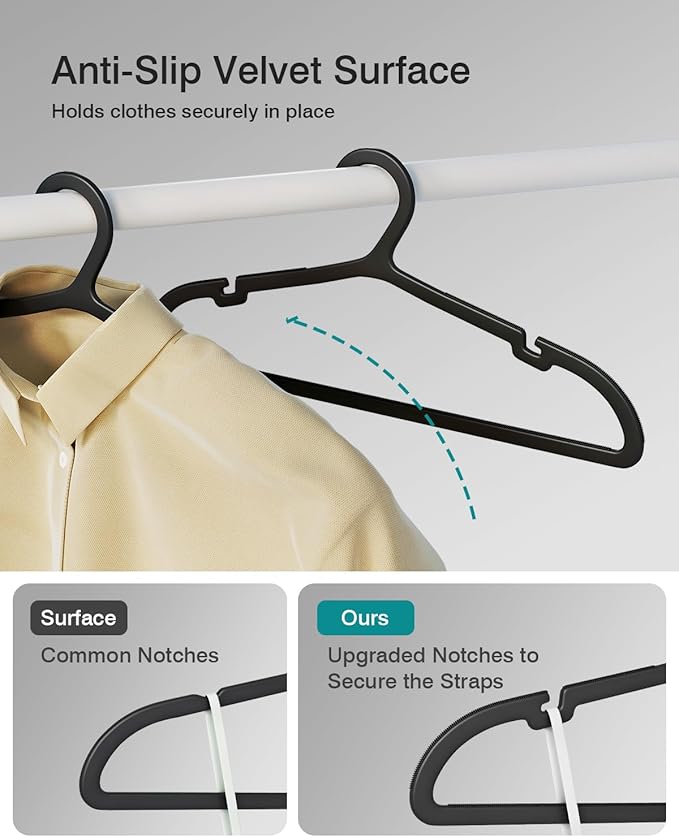 80 Pack Clothes Hangers, Non Slip Plastic Coat Hangers, Space Saving Hangers - Image 3