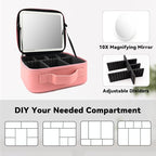 Travel Makeup Bag with LED Mirror and 10x magnifying glass with 3 Lighted - Image 4
