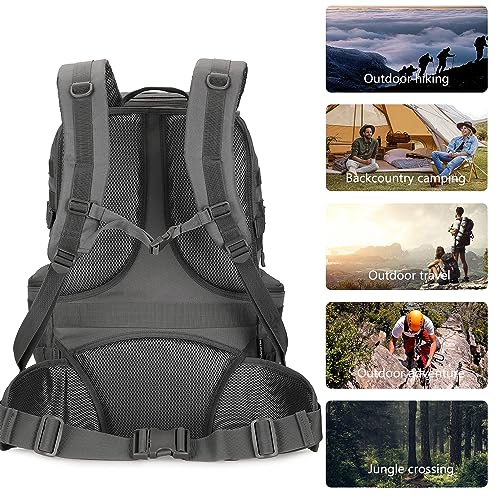 50L Military Tactical Backpack Hiking Waterproof Backpack Large Military Pack 3 Day Assault Pack Molle Bag Rucksack (Grey)